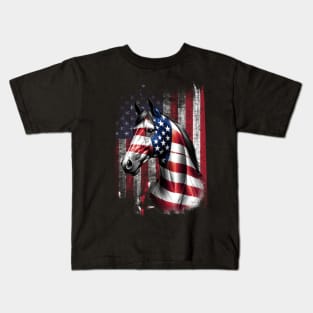 American Flag Horse Kids T-Shirt